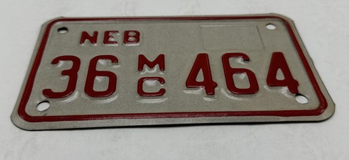 Motorcycle License Plate Nebraska USA 36 464 Vintage