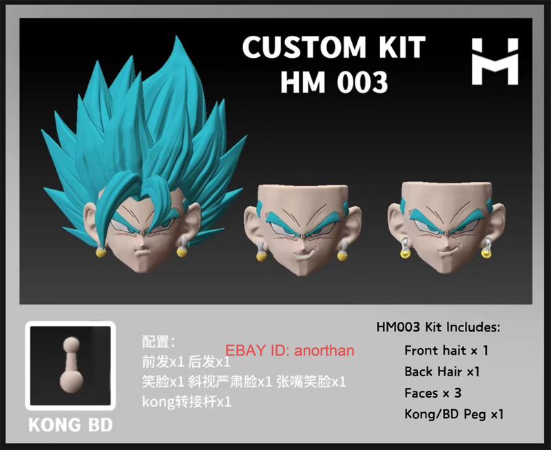 HM Studio Dragon Ball Vegetto Super Fusion Warrior Blue Head Sculpt Custom Kit-image