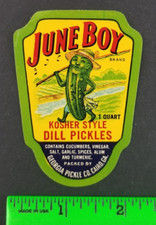 Vintage June Boy Dill Pickles Label Card
