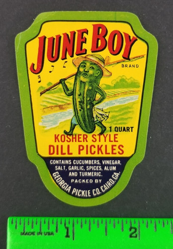 Vintage June Boy Dill Pickles Label Card
