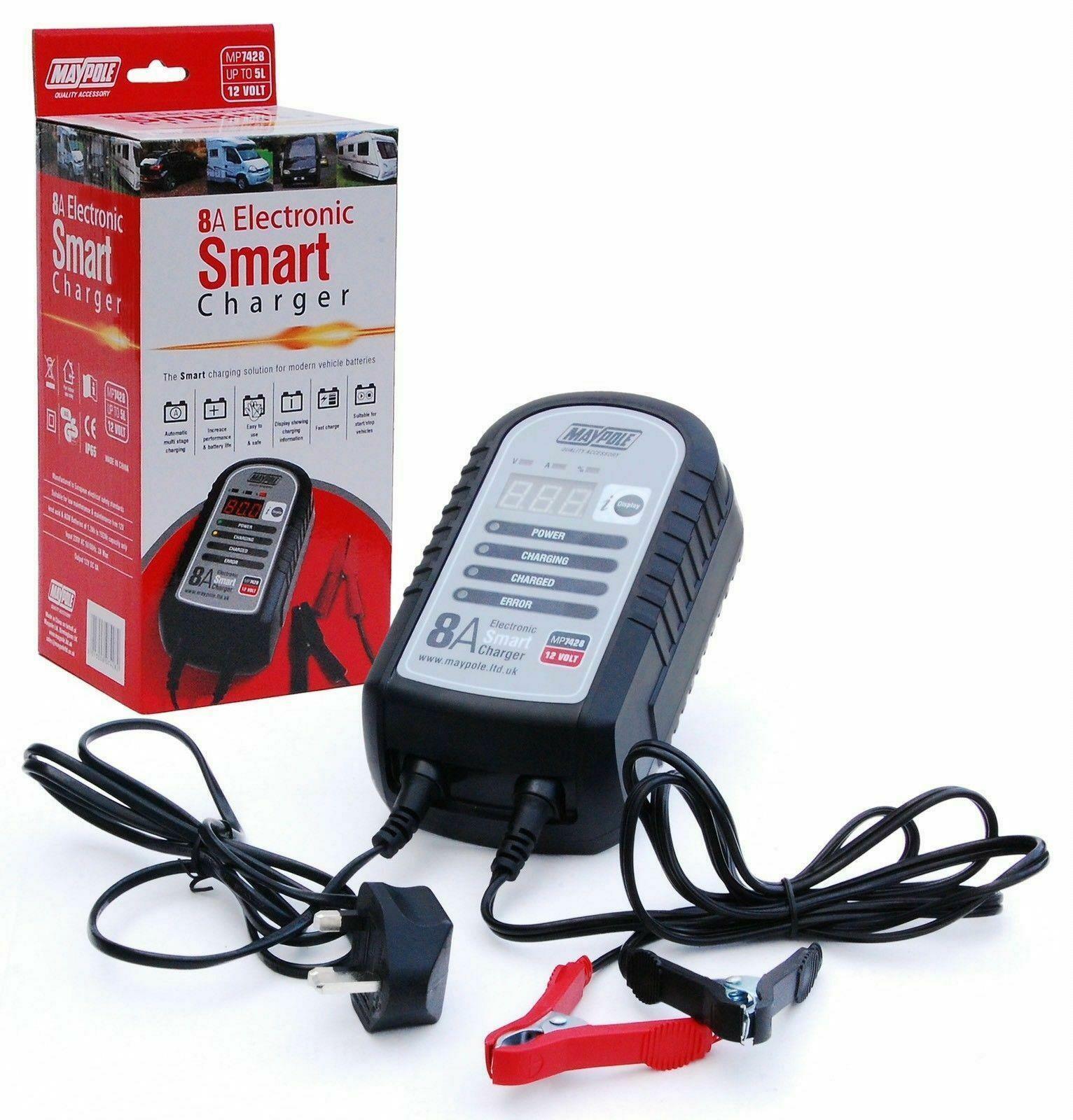 Maypole  8A 12V Electronic Smart Charger