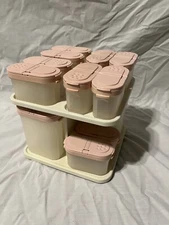 Tupperware Modular Mates Spice Carousel Set Of 16 Shaker Containers Vintage Pink
