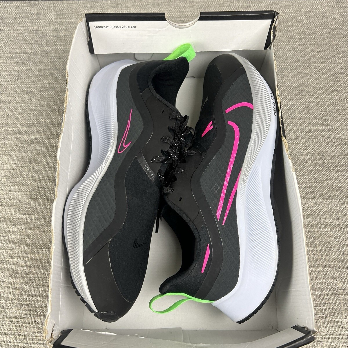 Nike Zoom Pegasus 37 Shield Black Pink Grey CQ7935-003 Running Repel Mens 11.5 Nike Running Shoe Air Zoom Pegasus 37 Shield - Black/Pink  main image 4