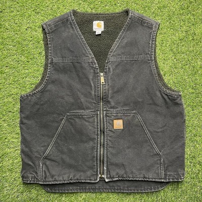 Carhartt Black Sherpa Lined Vest V26 BLK L Faded | eBay