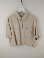 Primark Oatmeal Linen Blend Womens Crop Blous...