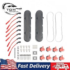 Valve Covers Fit Gm Ls1 Ls2 Ls3 Ls6 Ls7 Black Finned Cast Aluminum