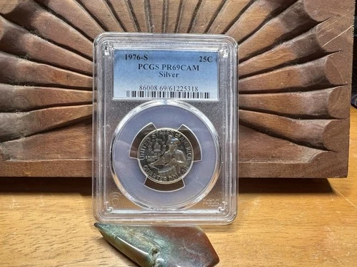 1976 S Proof Silver Washington Quarter PCGS PR69DCAM. NICE Reflective Surfaces!