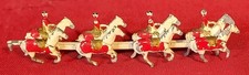 Vintage Miniature Metal Attached 8 Horses w/ 4 Riders Figurine - w/ Hook