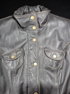Womens Medium a.n.a A New Approach Leather Jacket With Belt Dark Brown