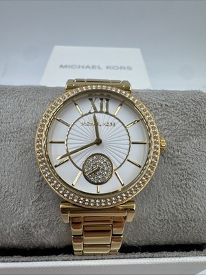 NEW AUTHENTIC MICHAEL KORS ABBEY GOLD CRYSTALS WOMEN'S MK4615 WATCH