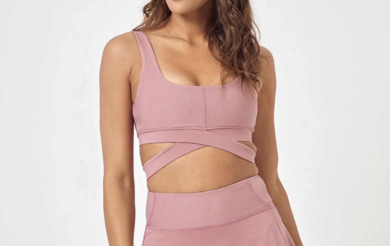 L*Space Bobby Ribbed Crisscross Bra Rose New Small $85 Padded