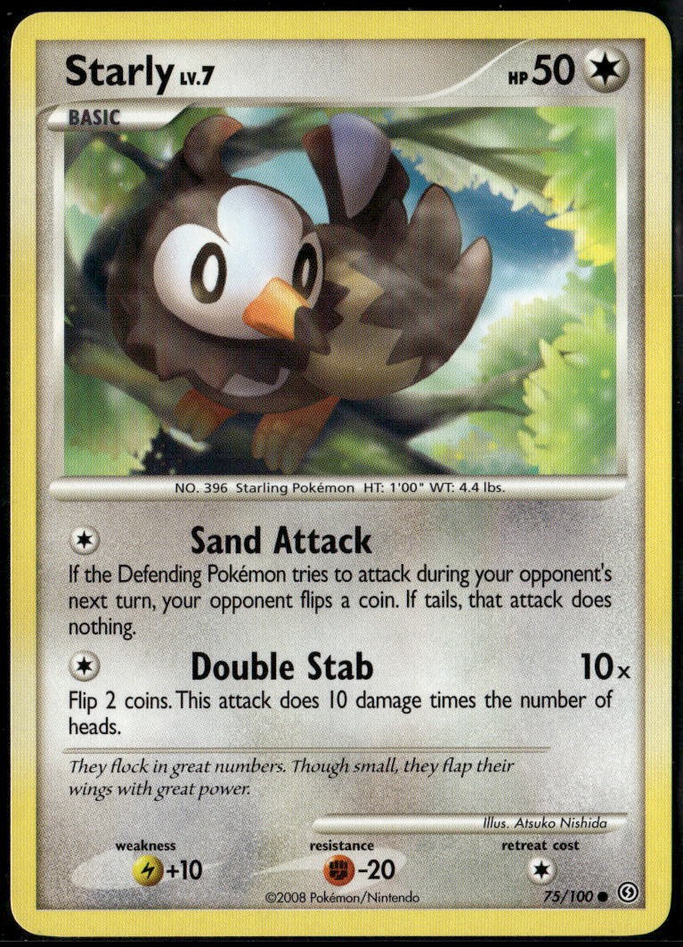 Starly 75/100 Common Stormfront LP Pokemon Card