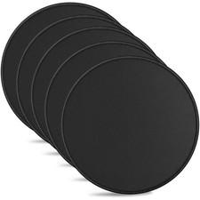 5-Pack Round Mouse Pads with Stitched Edge, Premium-Textured, Medium, Black