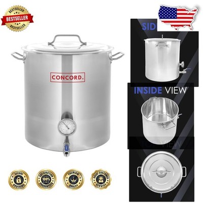 40 Quart Stainless Steel Brew Kettle - 10 Gal, Weldless, Polished Finish