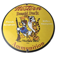 Vintage Western Ammo Firearms Sign - Duck Gun Shop Porcelain Gas Pump Sign