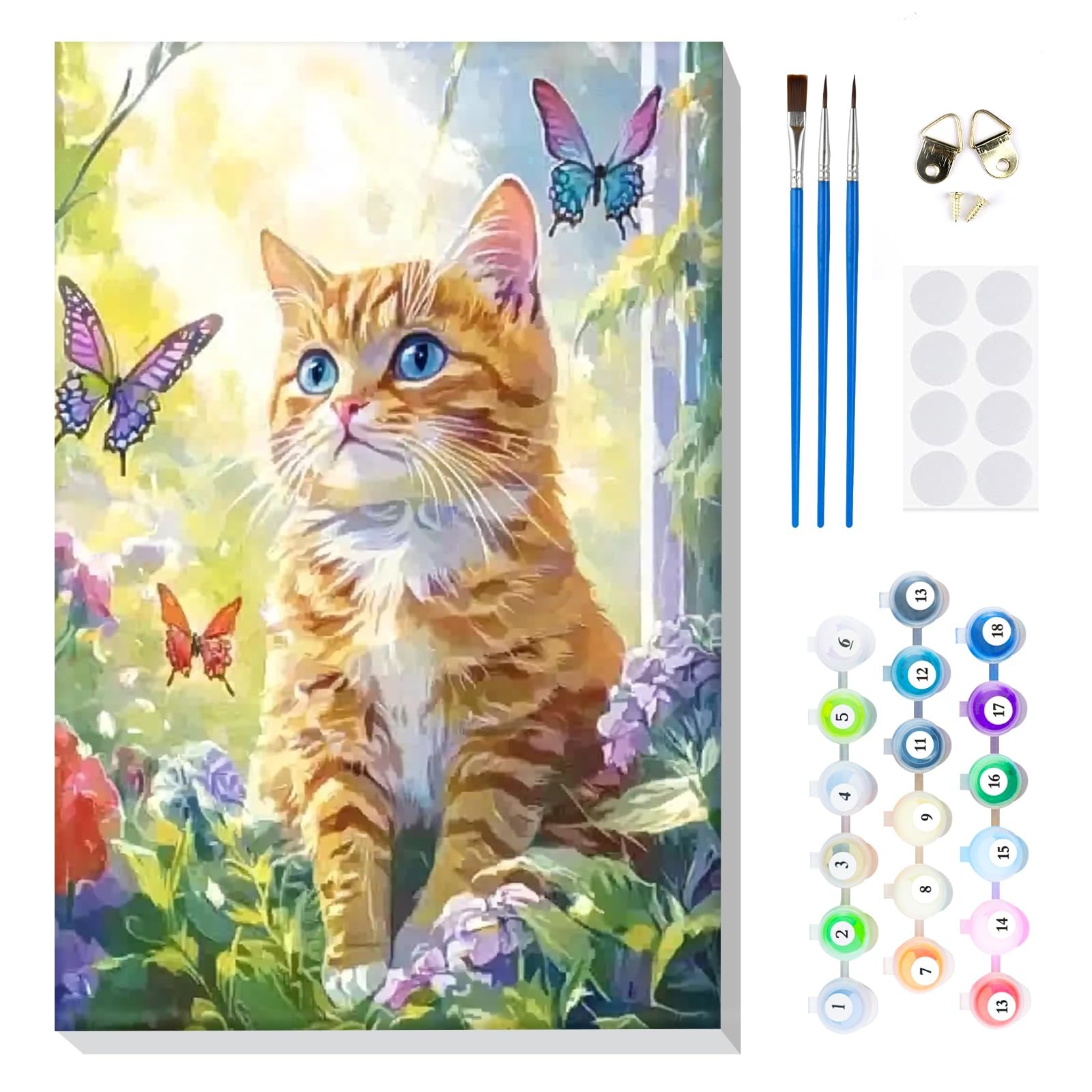 Peinture par numéro chat adulte anti stress kit de peinture sur châssis