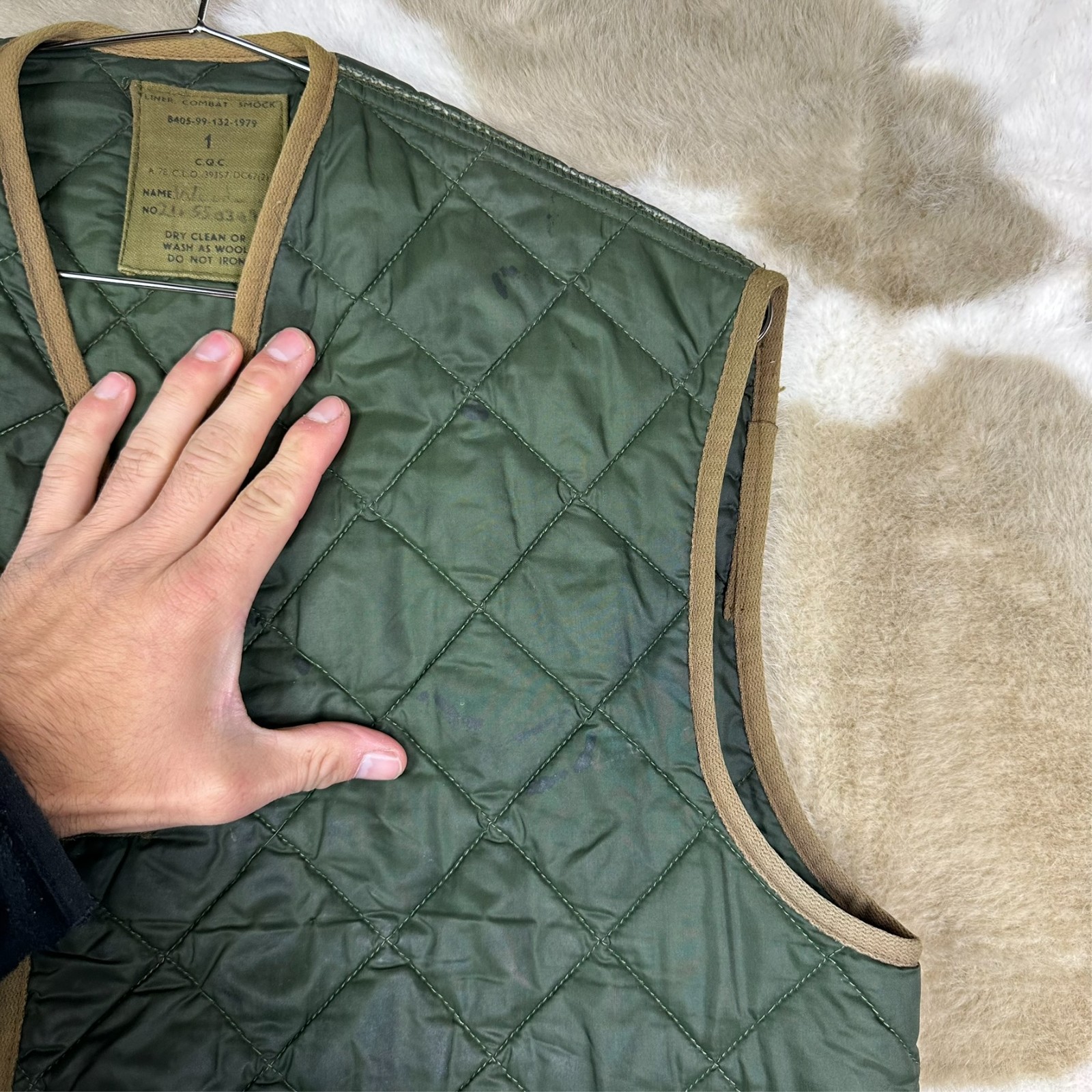 Vintage British Army 1970s Olive Quilted Size 1 Medium Combat Smock Liner Vest image 3