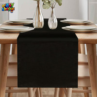 TischläUfer Abwaschbar Leinenoptik Wasserabweisend Schwarz 40 X 180 Cm