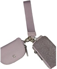 Lululemon Dual Pouch Wristlet glitter Pink Champagne/Mink Berry/Gold Sold Out 