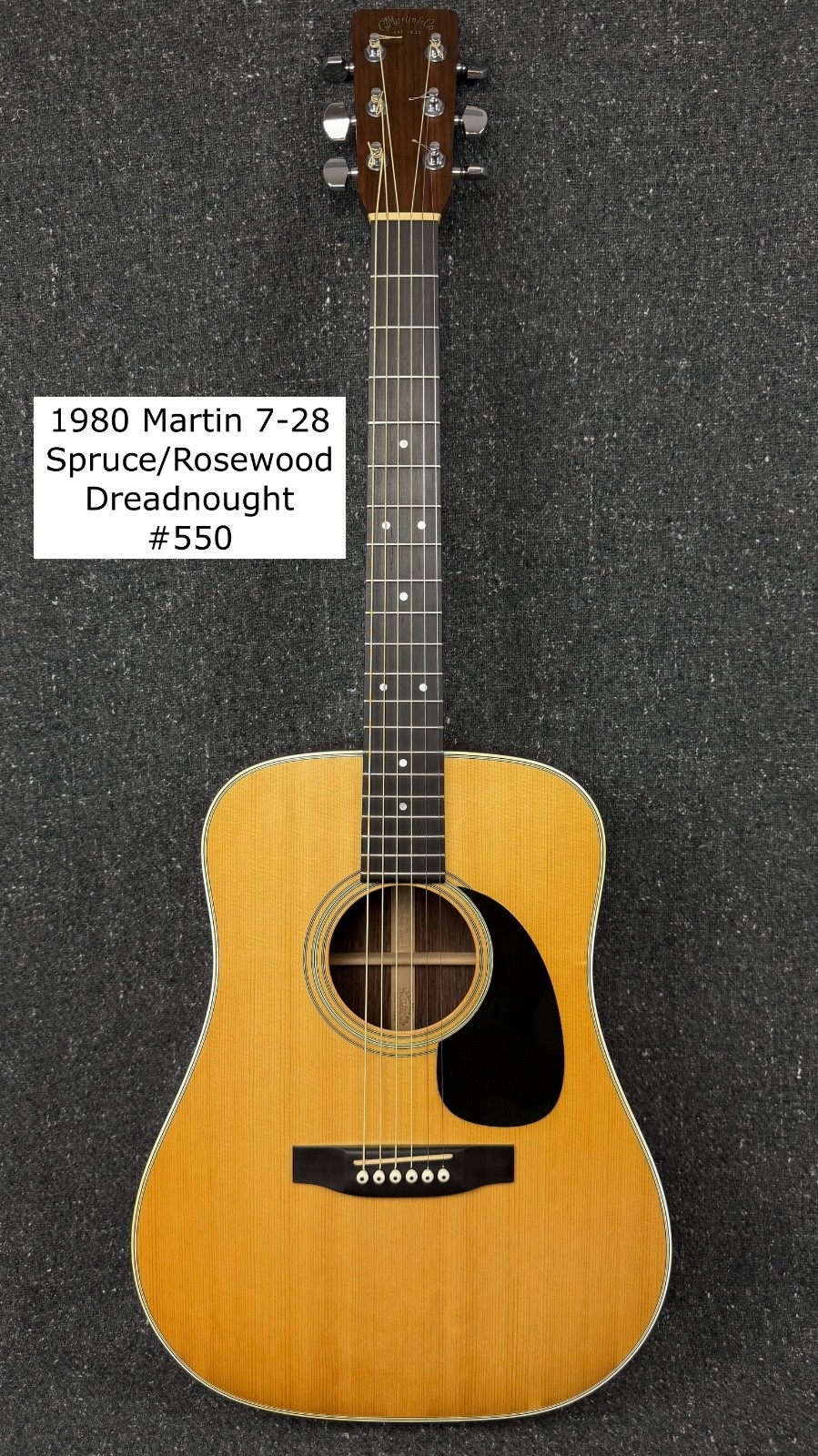 1980 Martin 7-28 Spruce / Rosewood Dreadnought #550 Shortscale Acoustic Mint Rare
