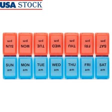 AM PM Weekly Pill Planner Removable Compartments Travel Organizer Easy Fill New