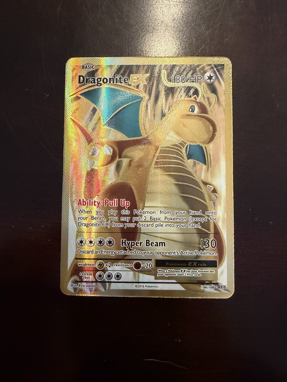 Dragonite EX 106/108 - Full Art Ultra Rare Gold XY Evolutions Pokemon TCG NM