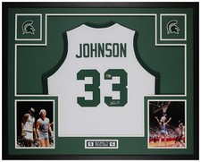 Magic Johnson Autographed & Framed White Michigan State Jersey Beckett COA