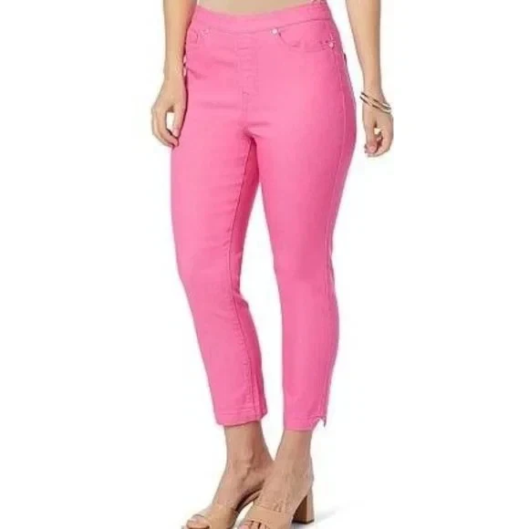 DG2 by Diane Gilman New Classic Stretch Split Hem Pull-on Capri Hot Pink XXS