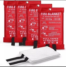 4 PK FIRE BLANKET Fiberglass Hero Emergency Home Retardant Prepared 39''x39'' 17