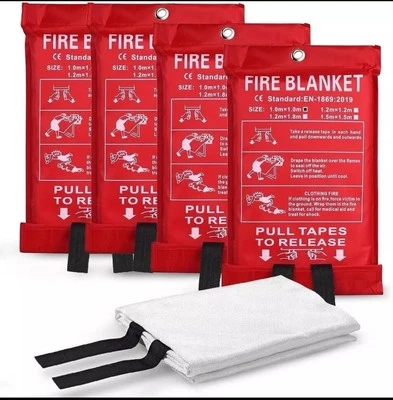 4 PK FIRE BLANKET Fiberglass Hero Emergency Home Retardant Prepared 39''x39'' 17