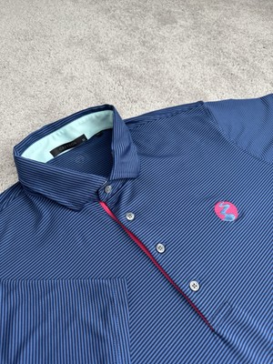 Greyson Blue Stripe Polo Golf Club Logo Men s XL