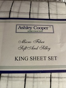 Ashley Cooper Microfiber Soft And Silky King Sheet Set Watercolor Square Grey
