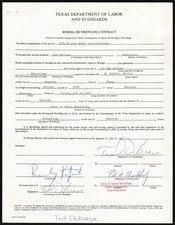 Ted DiBiase Million Dollar Man 1983 Signed Autograph Wrestling Contract WW40