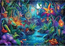 Fantasy Garden 1000 Piece Puzzle for Adults Beautiful Enchanted Forest Night Sce