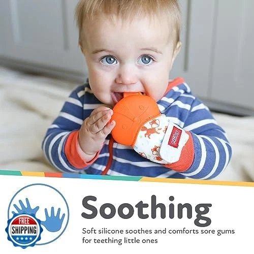 Nuby Happy Hands Silicone Teething Mitten - Baby Teething Toy - 3+ Months - F - Image 3 of 4
