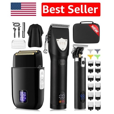 Men's Professional Barber Kit with High Precision Trimmer, Clipper & Travel Case