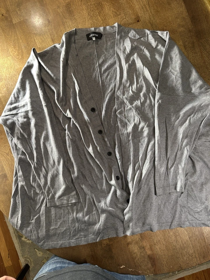 Cárdigan Eskandar 100% Seda - Gris - Talla 0 / Pequeño - Ajuste Relajado - Lujo Foto 2 de 4