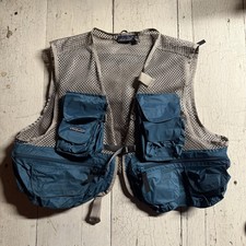 Patagonia Vintage Mesh Fly Fishing Vest Size Large Hong Kong Teal Grey
