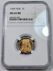 1909 VDB 1c Lincoln Wheat Cent Penny 1c NGC MS65 RB GEM PQ High Grade *M344
