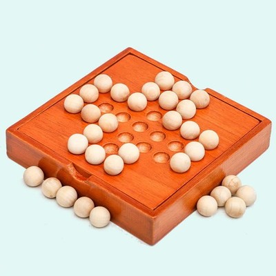 Wooden Europe Board Game Single Chess Peg Solitaire Diamond Move  Cognitive