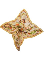 August Max Woman Scarf Womens Silk Square Retro Yellow Orange Made in Italy