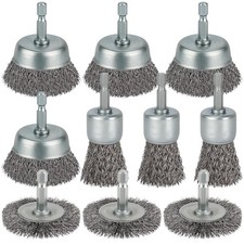 10 Pcs Coarse Carbon Steel Crimping Wire Wheel Brush 1/4 Inch Hex Shank
