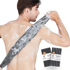 Japanese Exfoliating Body Scrubber Black Shower Back Scrubber with Body Wash