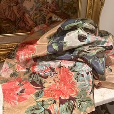 Grande étole écharpe 100 % soie Kenzo fleurie 107 x 107 cm