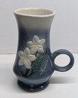 Vintage Studio Art Pottery K & S Hawaiian Creations Blue Mug with White Flowers