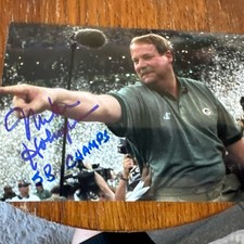 Mike Holmgren Signed 4x6 Photo SB Champs Inscription Green Bay Packers Autograph