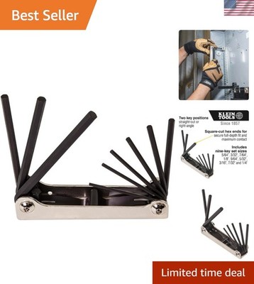 Klein Tools 70591 Folding Hex Key Set - 9 SAE Sizes for Precision & Portability