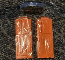 NEW Nerf Dart Gun 12 Round Ammo Magazine Clip Lot of 2 N Strike Orange W/ Belt