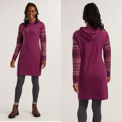 Krimson Klover Mover Maker Knit Hoodie Dress - Purple - Merino Wool - Size XS