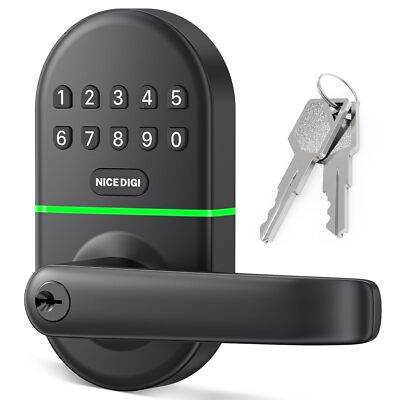 Smart Keypad Door Lock with Handle Keyless Entry Door Lock for Front Door - E...